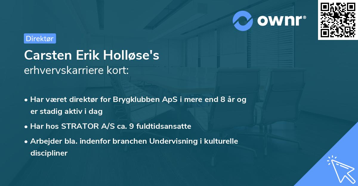 Carsten Erik Holløse's erhvervskarriere kort