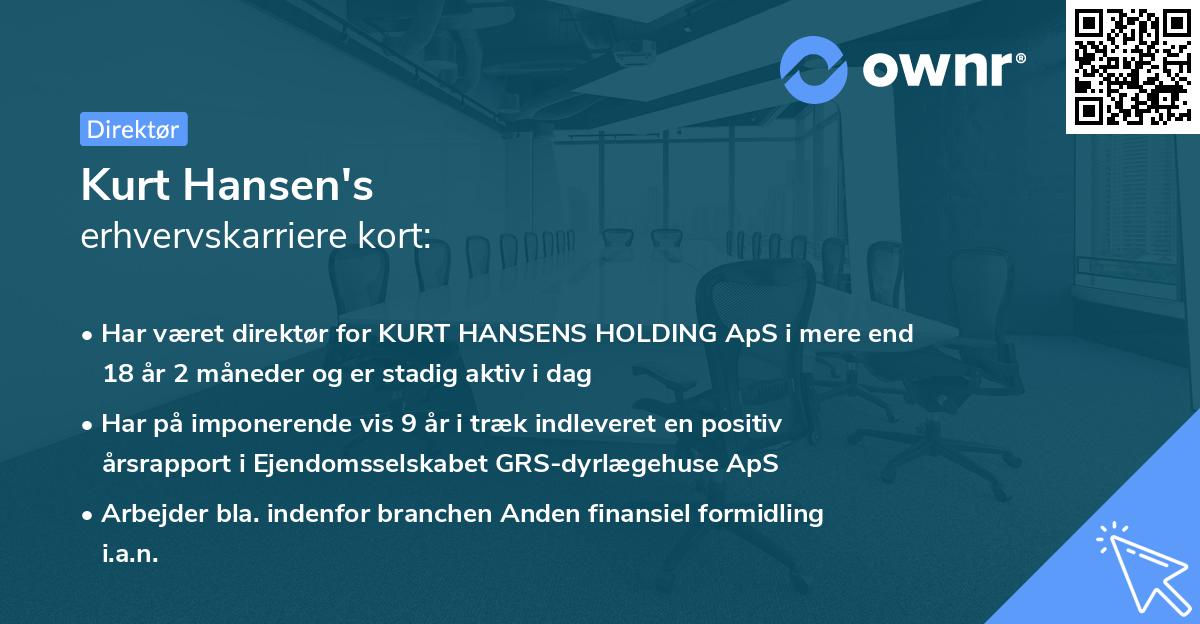 Kurt Hansen's erhvervskarriere kort
