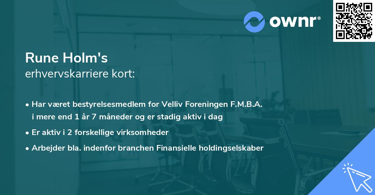 Rune Holm's erhvervskarriere kort