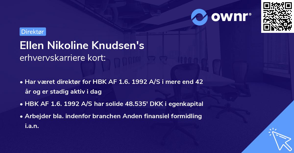 Ellen Nikoline Knudsen's erhvervskarriere kort