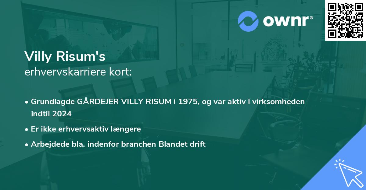 Villy Risum's erhvervskarriere kort