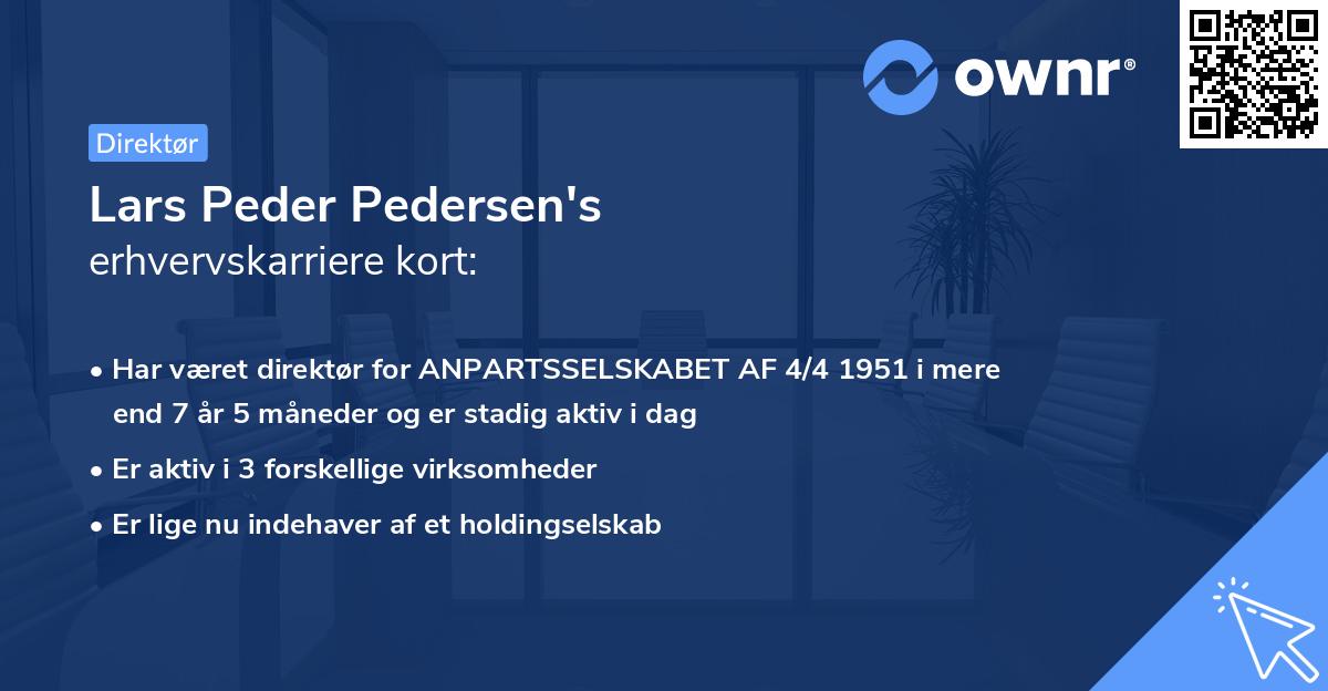 Lars Peder Pedersen's erhvervskarriere kort