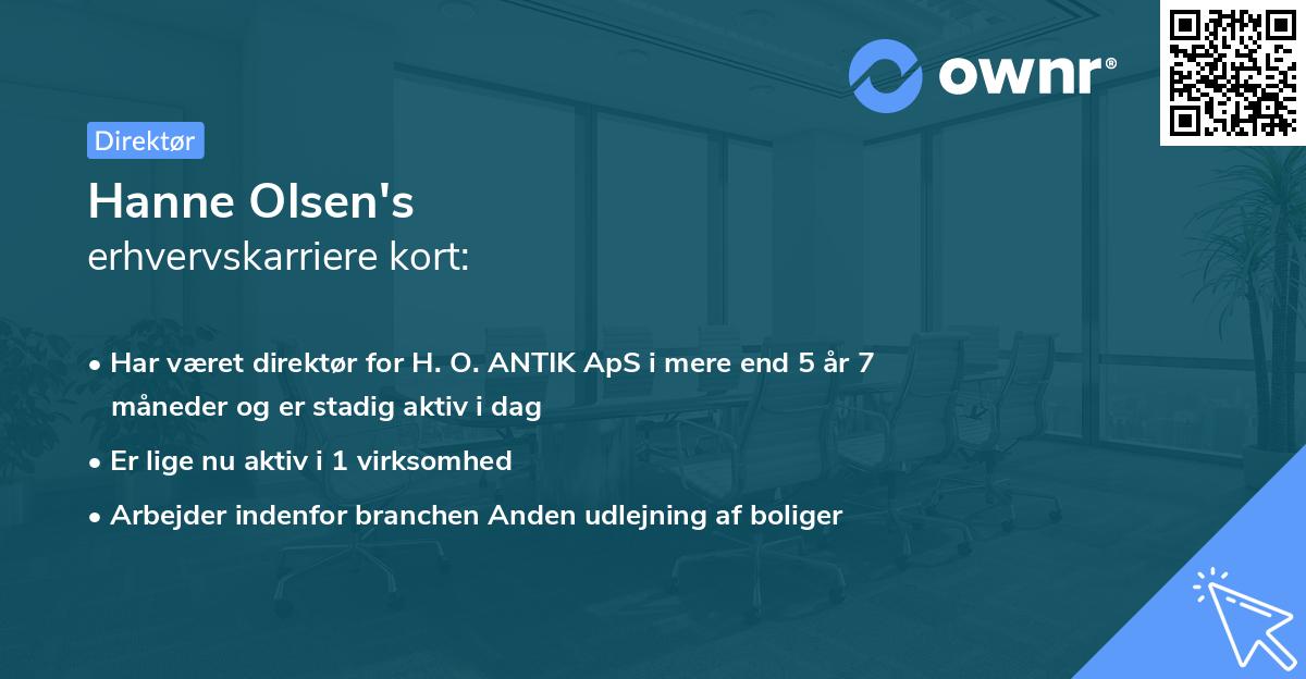 Hanne Olsen's erhvervskarriere kort