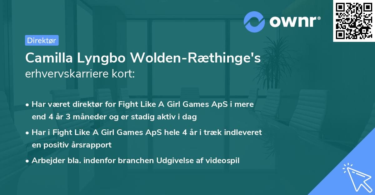 Camilla Lyngbo Wolden-Ræthinge's erhvervskarriere kort