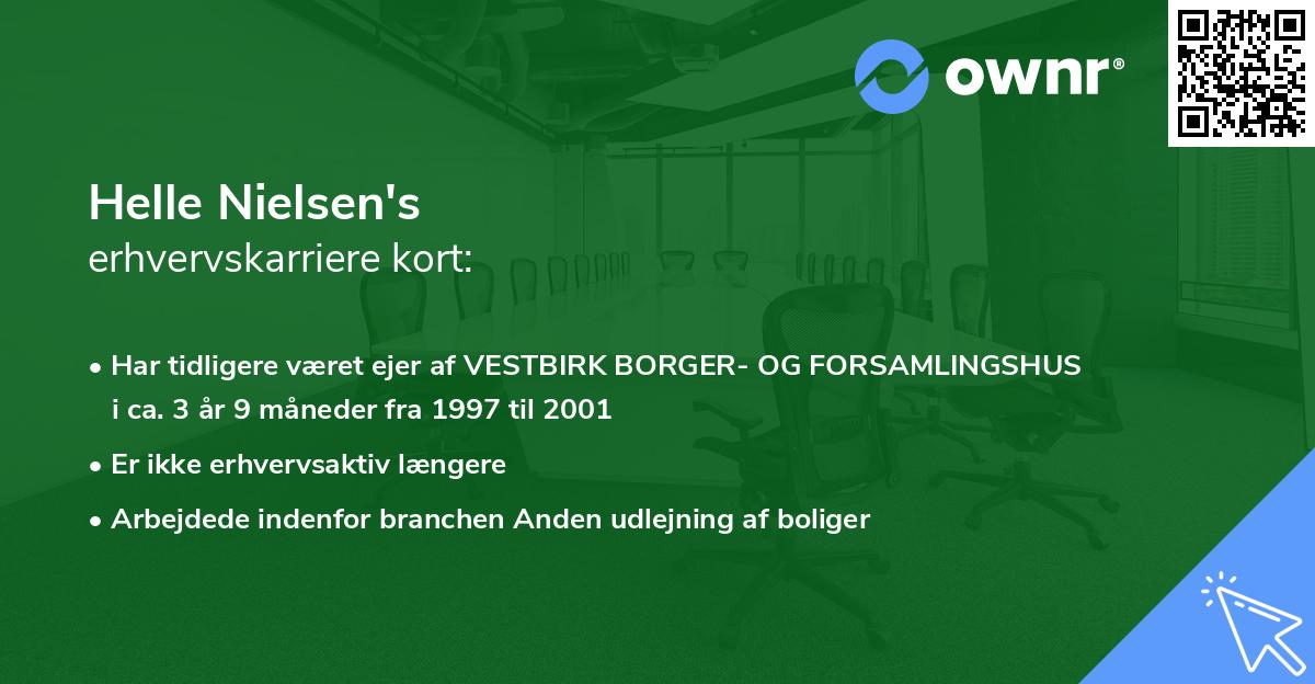 Helle Nielsen's erhvervskarriere kort