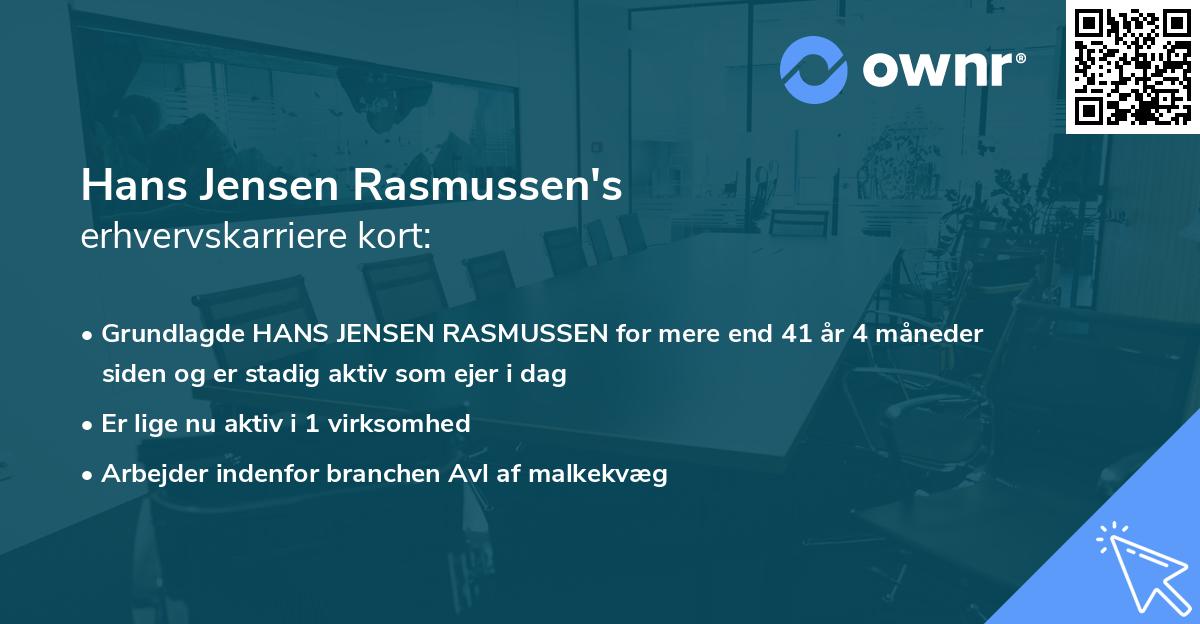 Hans Jensen Rasmussen's erhvervskarriere kort