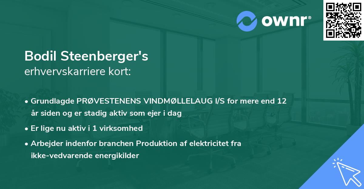 Bodil Steenberger's erhvervskarriere kort