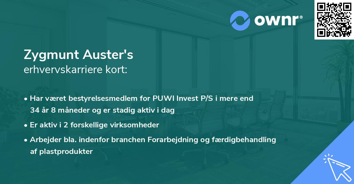 Zygmunt Auster's erhvervskarriere kort