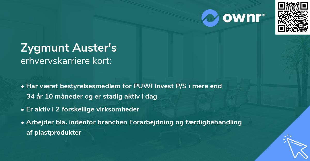 Zygmunt Auster's erhvervskarriere kort