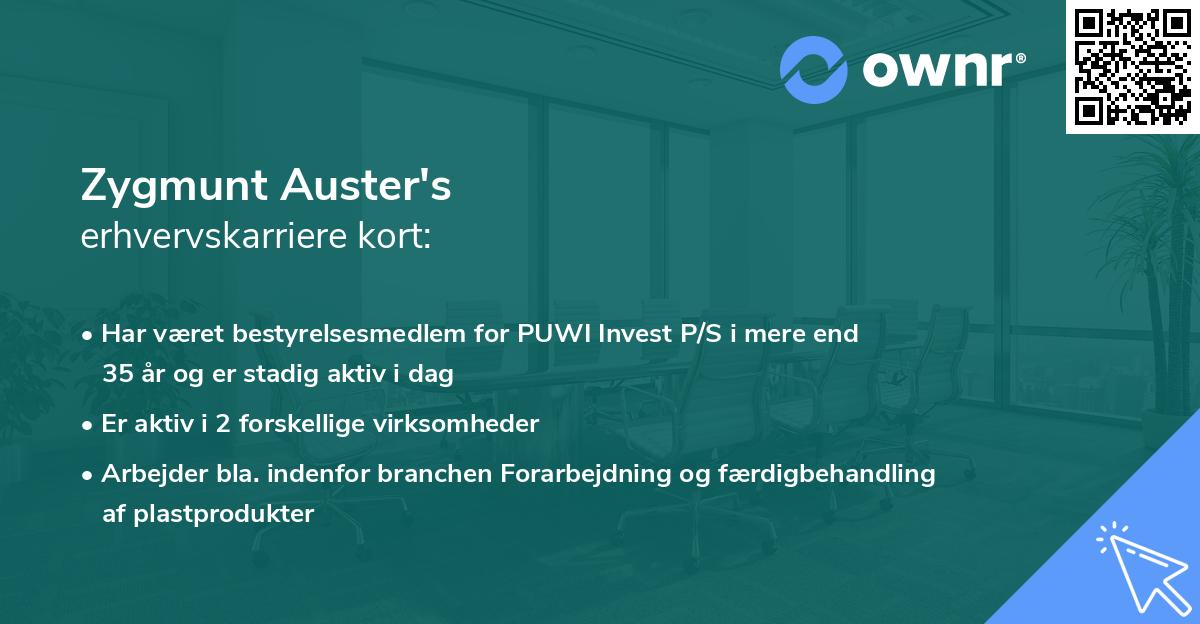 Zygmunt Auster's erhvervskarriere kort