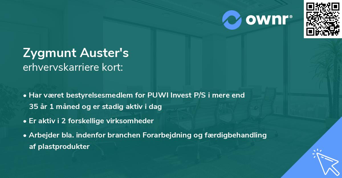Zygmunt Auster's erhvervskarriere kort