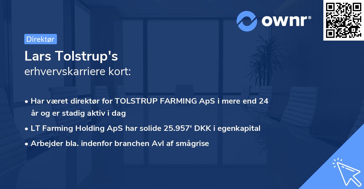 Lars Tolstrup's erhvervskarriere kort