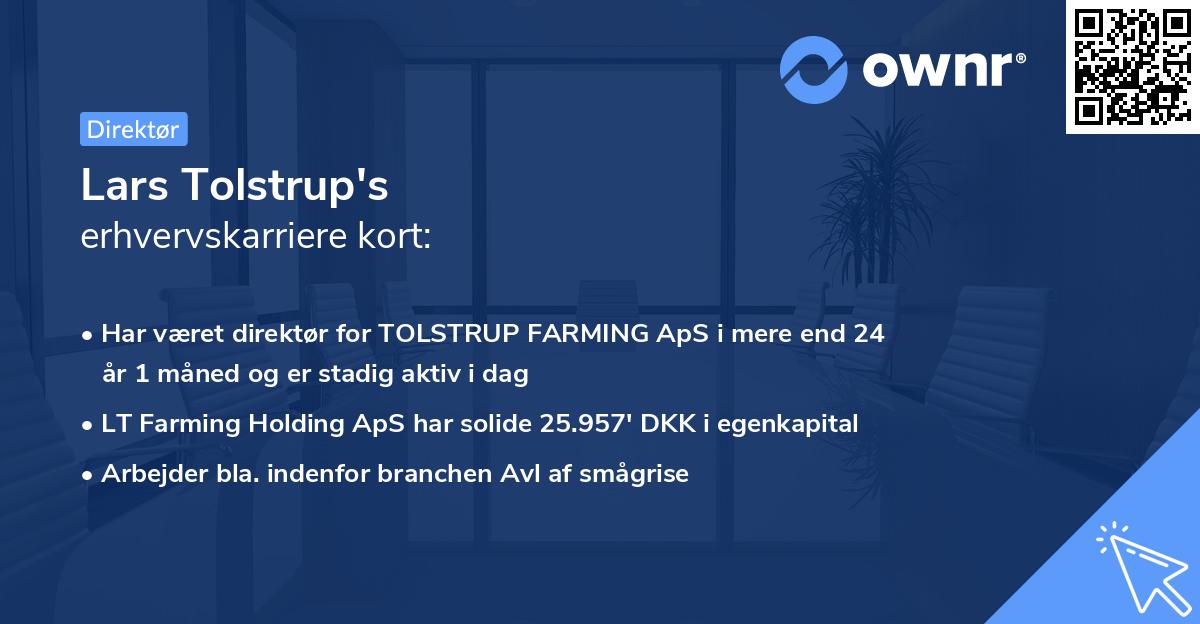 Lars Tolstrup's erhvervskarriere kort