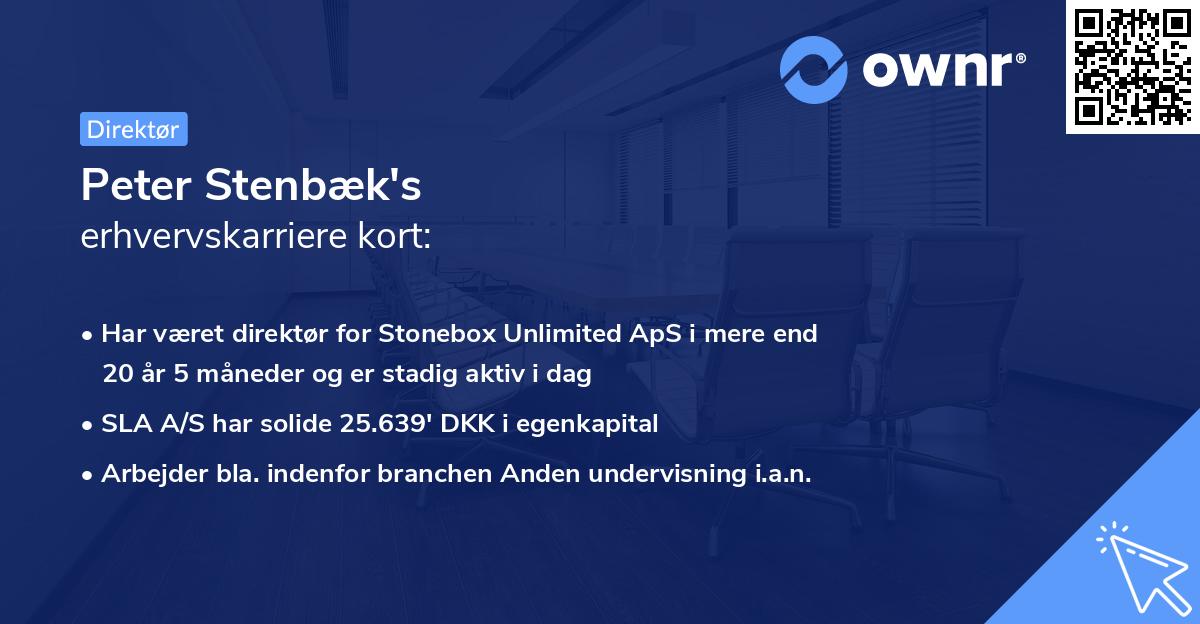 Peter Stenbæk's erhvervskarriere kort