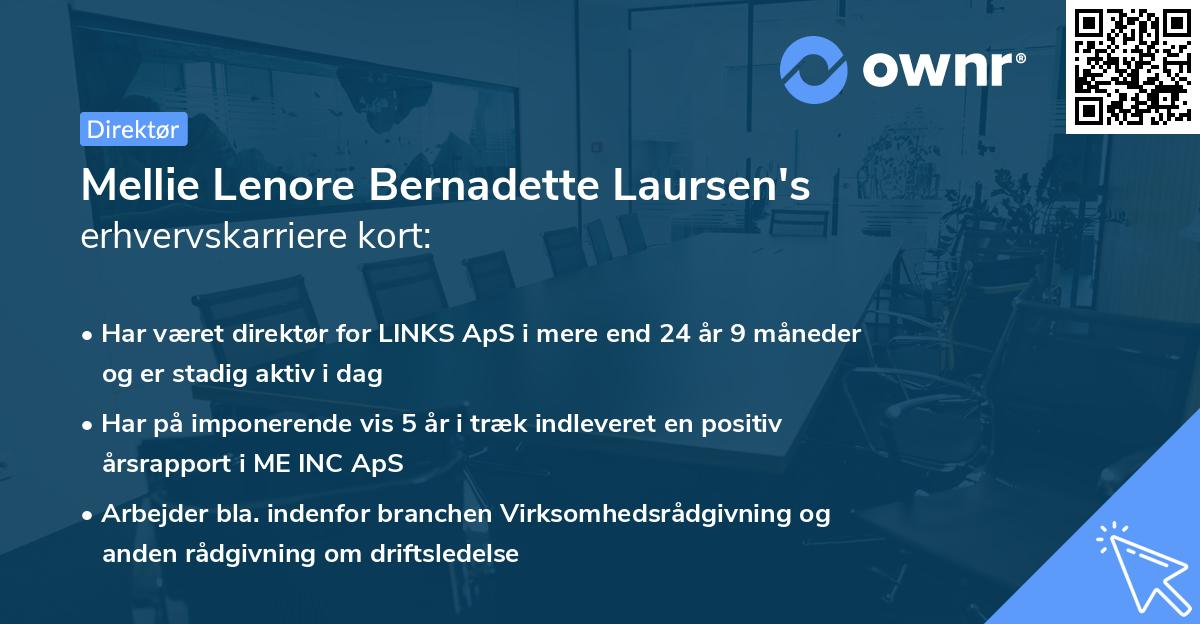 Mellie Lenore Bernadette Laursen's erhvervskarriere kort