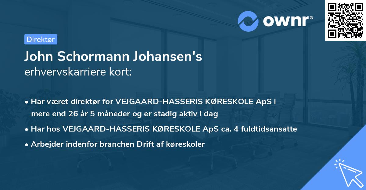 John Schormann Johansen's erhvervskarriere kort