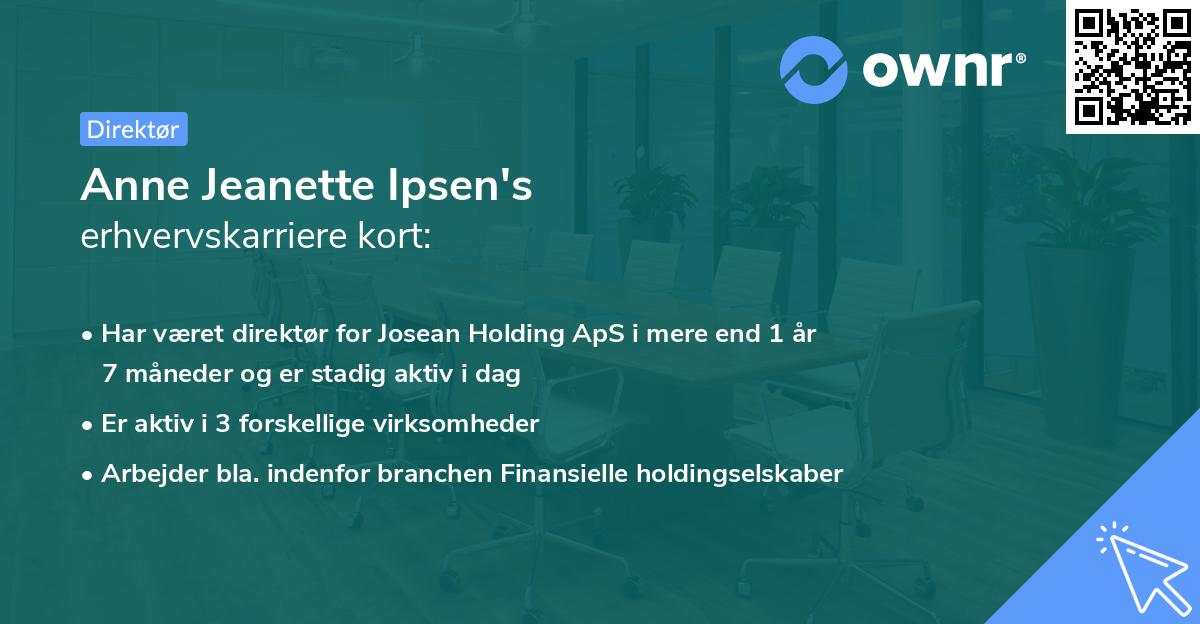 Anne Jeanette Ipsen's erhvervskarriere kort