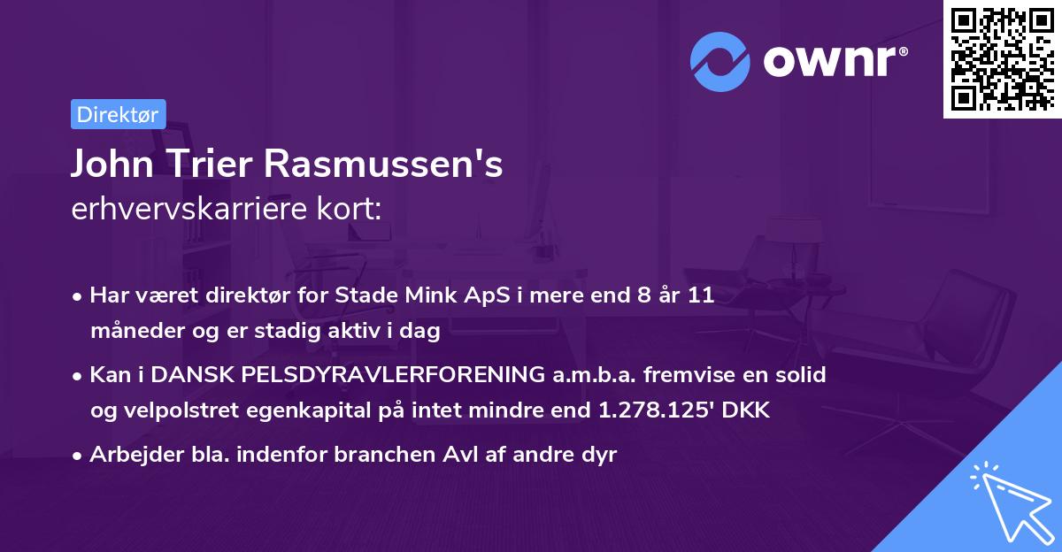 John Trier Rasmussen's erhvervskarriere kort