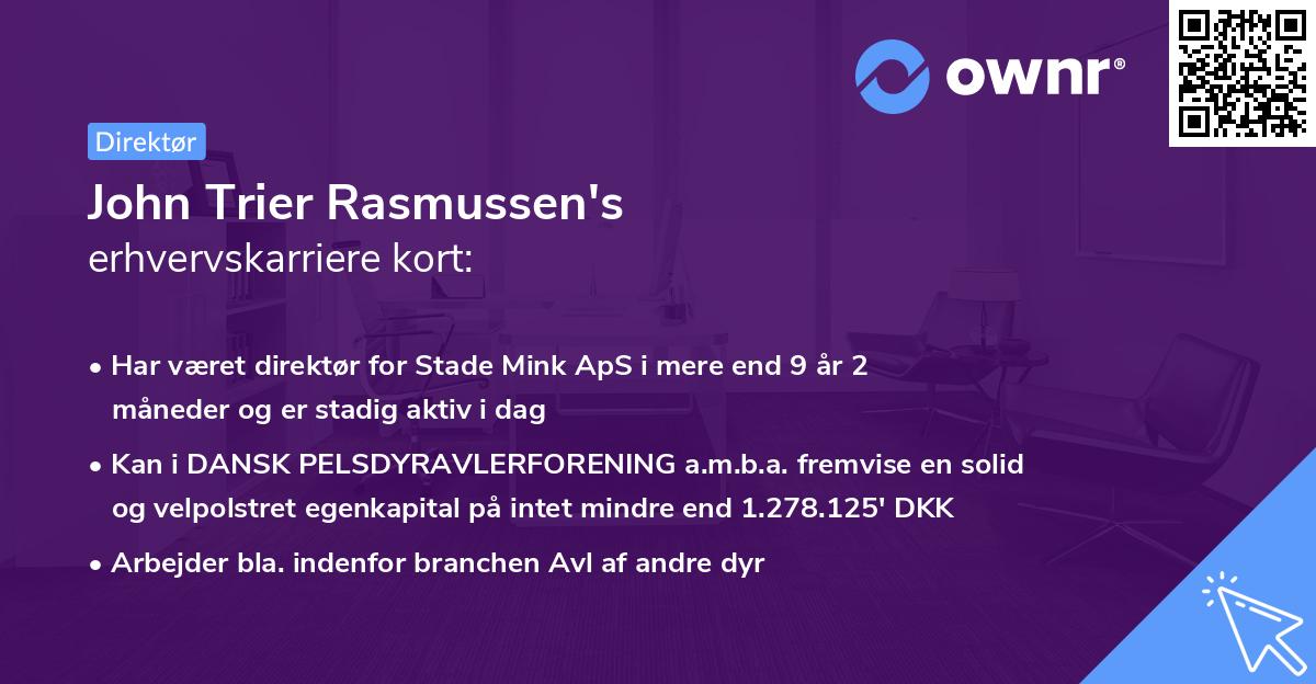 John Trier Rasmussen's erhvervskarriere kort