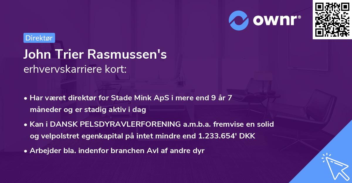 John Trier Rasmussen's erhvervskarriere kort