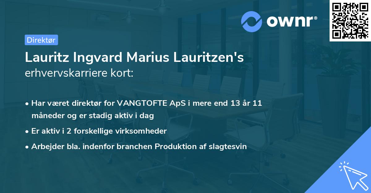 Lauritz Ingvard Marius Lauritzen's erhvervskarriere kort