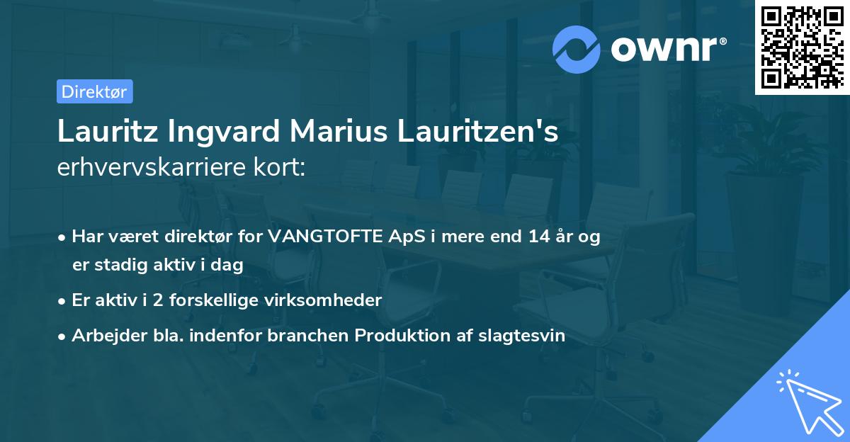 Lauritz Ingvard Marius Lauritzen's erhvervskarriere kort