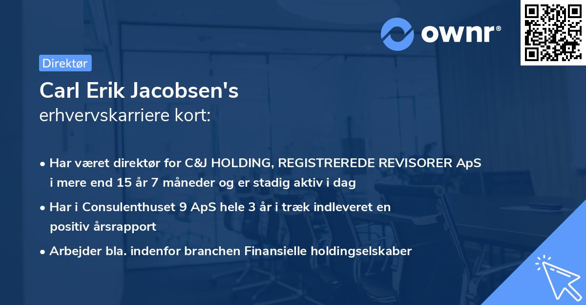 Carl Erik Jacobsen's erhvervskarriere kort