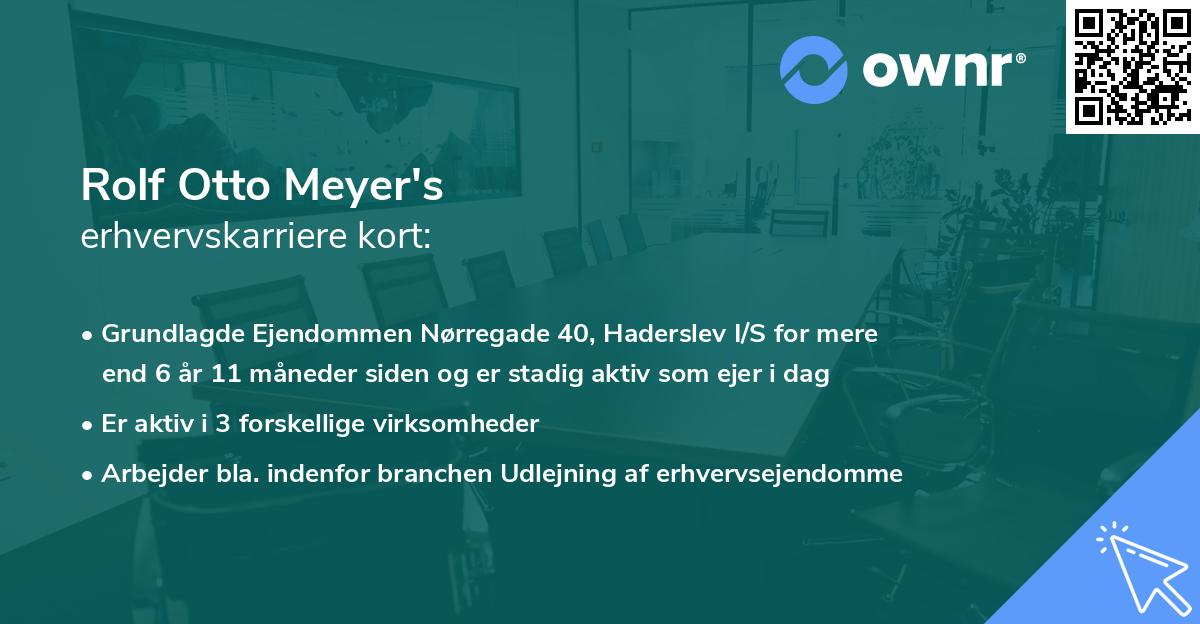 Rolf Otto Meyer's erhvervskarriere kort