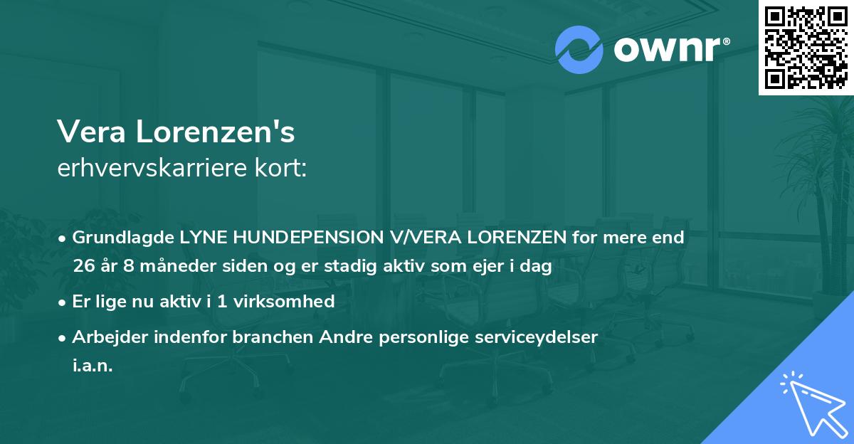 Vera Lorenzen's erhvervskarriere kort