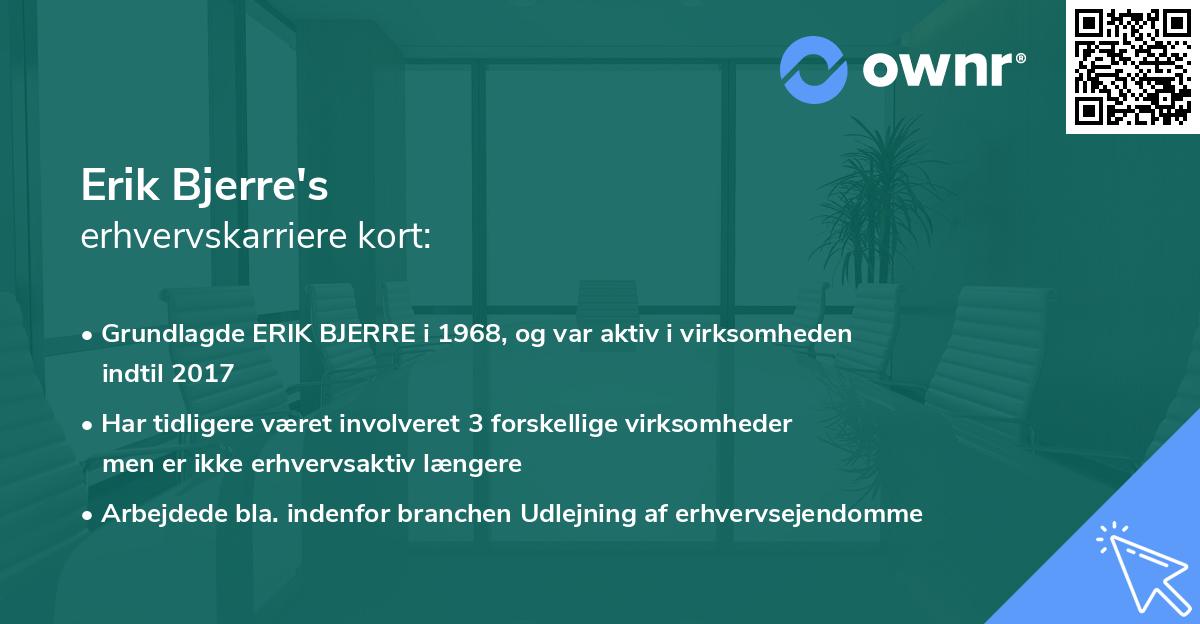 Erik Bjerre's erhvervskarriere kort