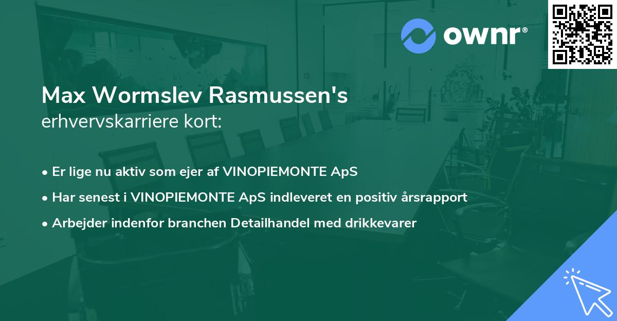 Max Wormslev Rasmussen's erhvervskarriere kort