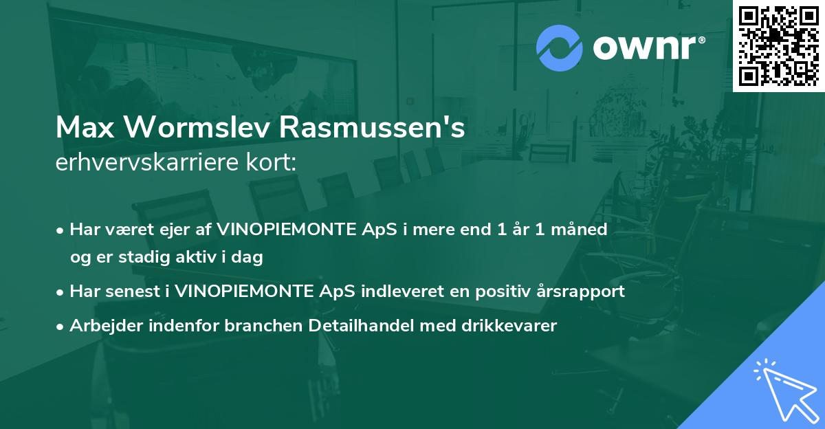 Max Wormslev Rasmussen's erhvervskarriere kort
