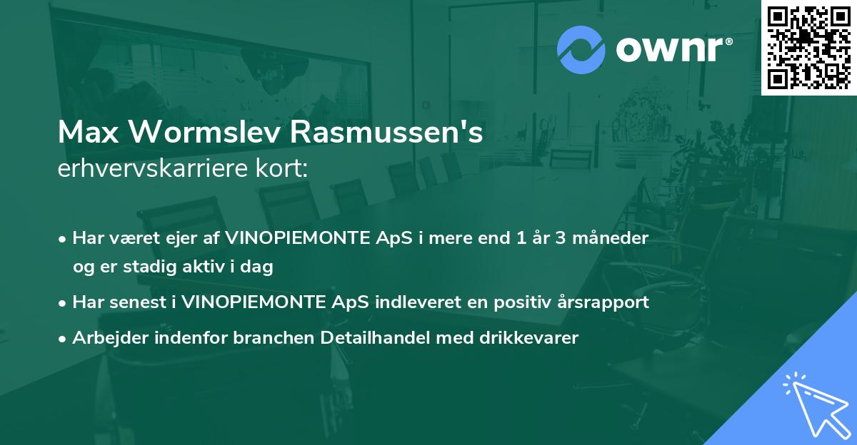 Max Wormslev Rasmussen's erhvervskarriere kort