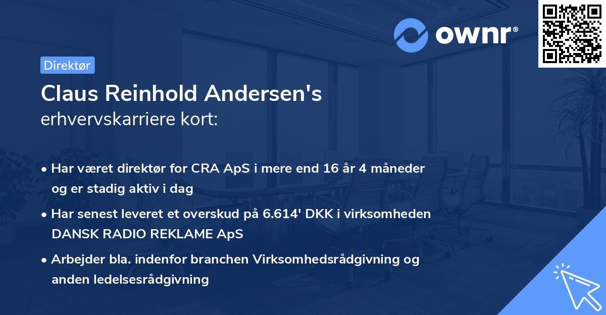 Claus Reinhold Andersen's erhvervskarriere kort
