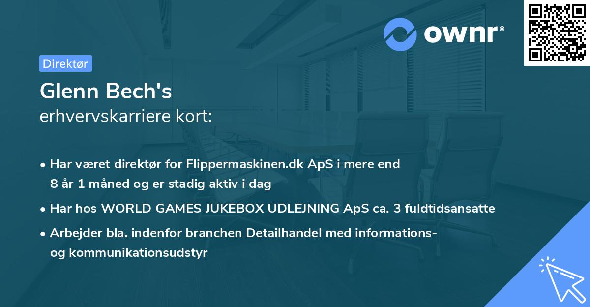 Glenn Bech's erhvervskarriere kort