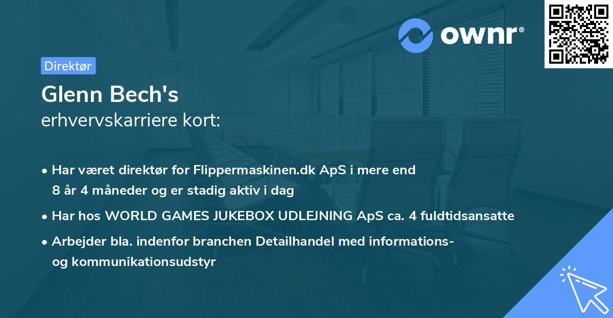 Glenn Bech's erhvervskarriere kort