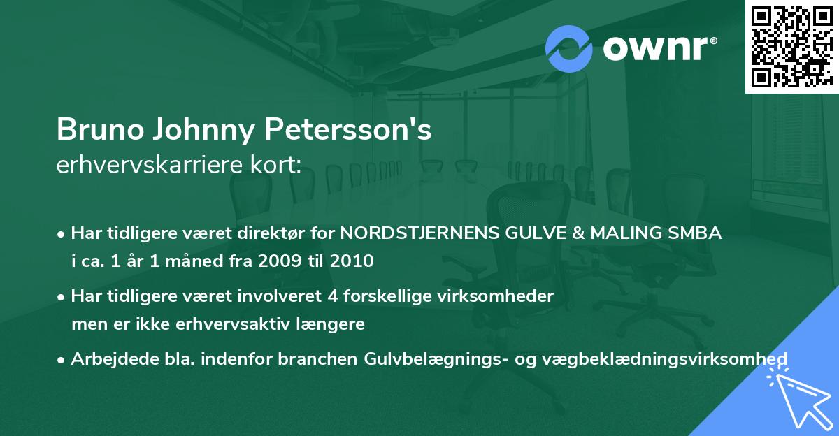 Bruno Johnny Petersson's erhvervskarriere kort