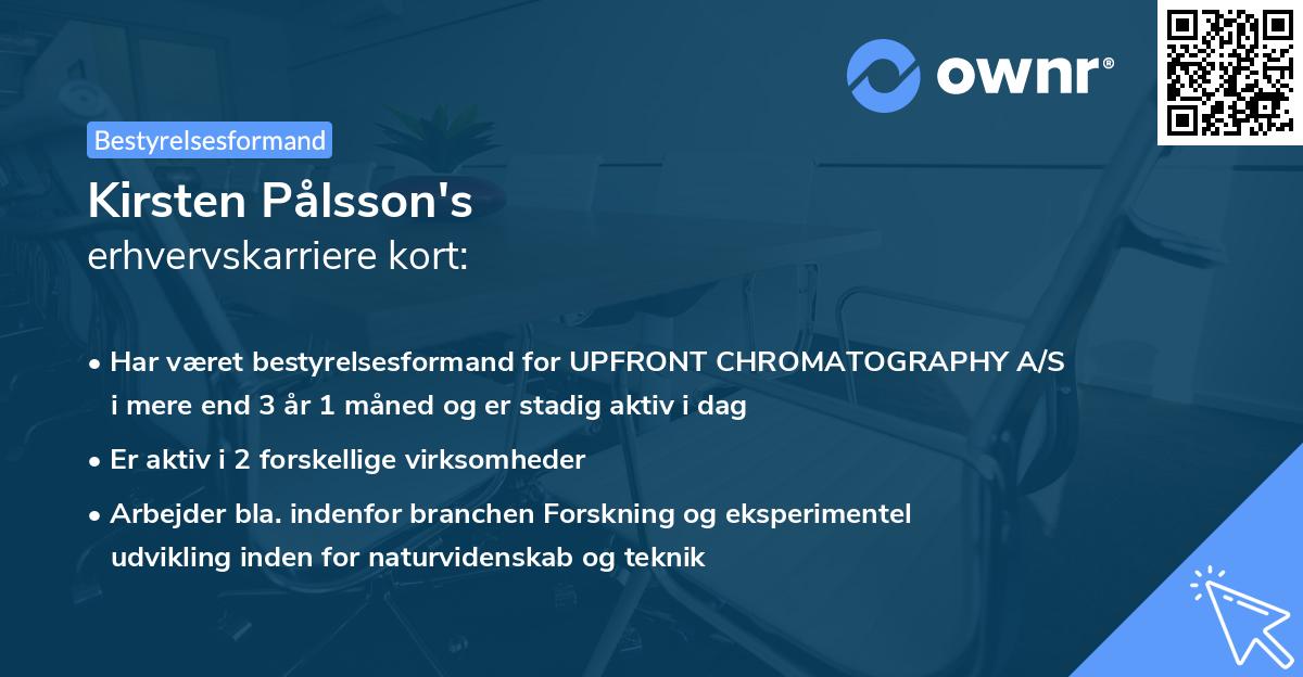 Kirsten Pålsson's erhvervskarriere kort