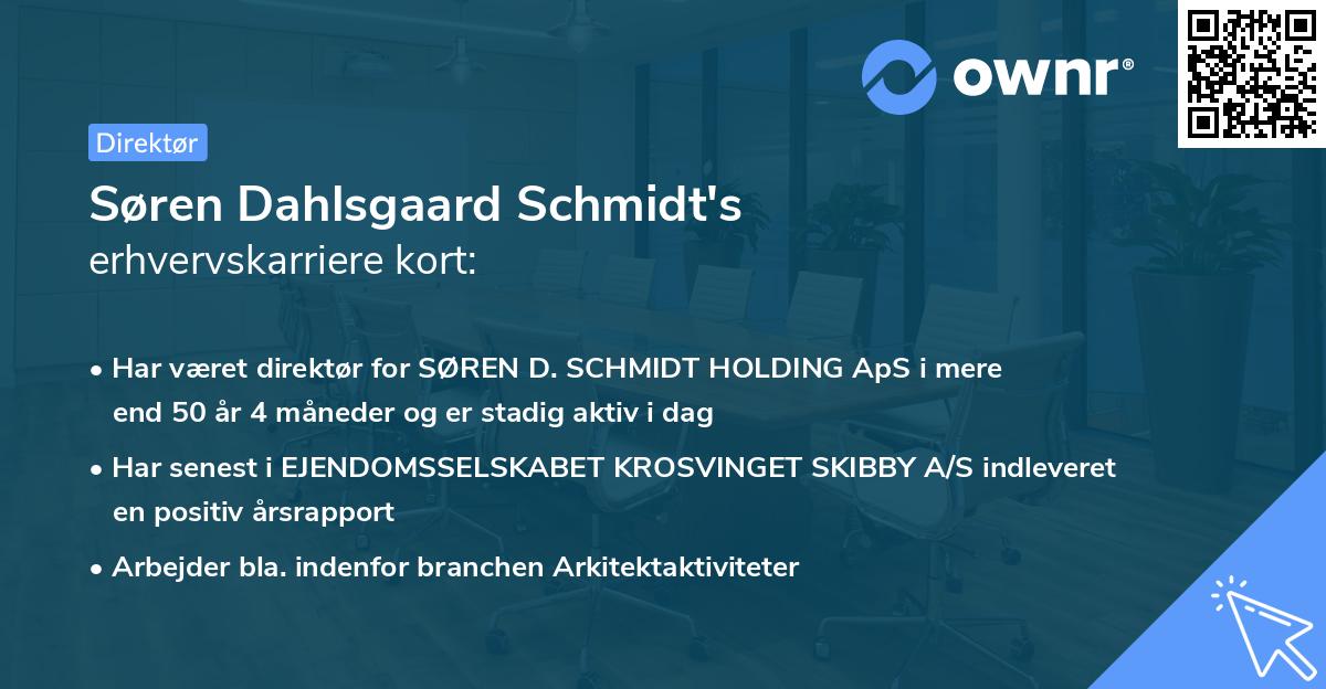 Søren Dahlsgaard Schmidt's erhvervskarriere kort