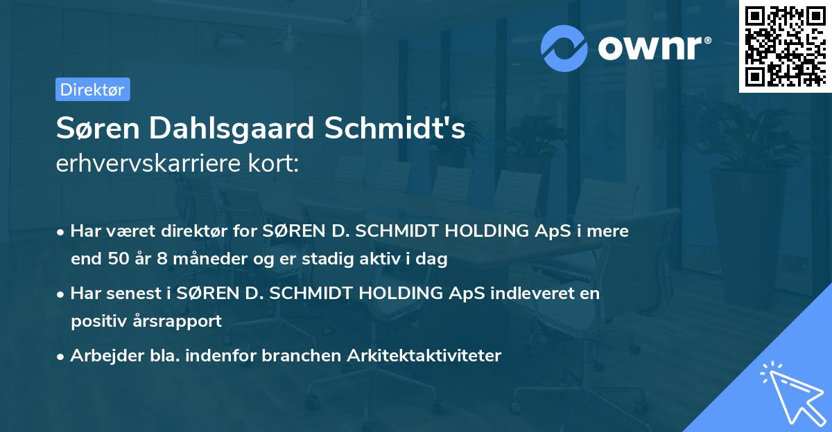 Søren Dahlsgaard Schmidt's erhvervskarriere kort