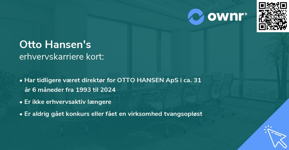 Otto Hansen's erhvervskarriere kort