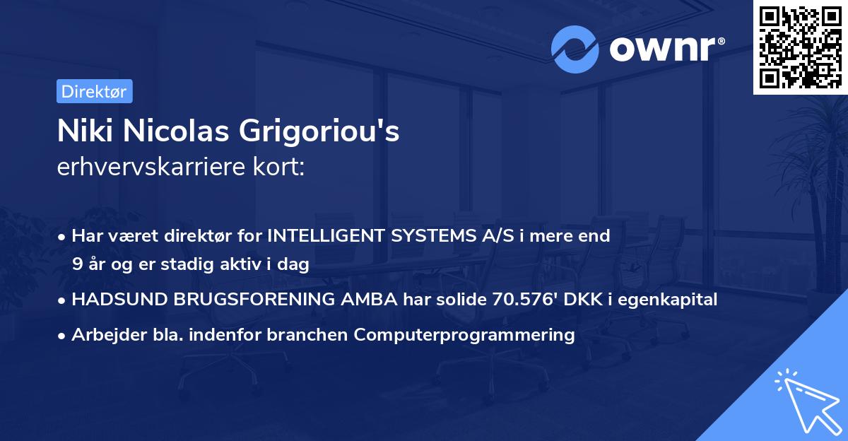 Niki Nicolas Grigoriou's erhvervskarriere kort