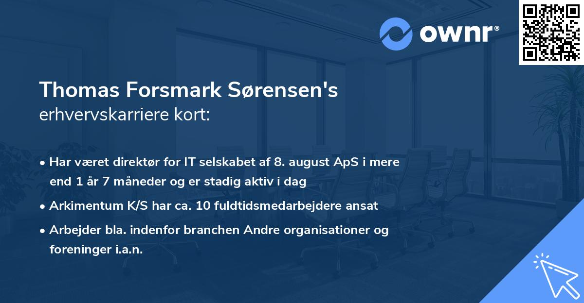 Thomas Forsmark Sørensen's erhvervskarriere kort