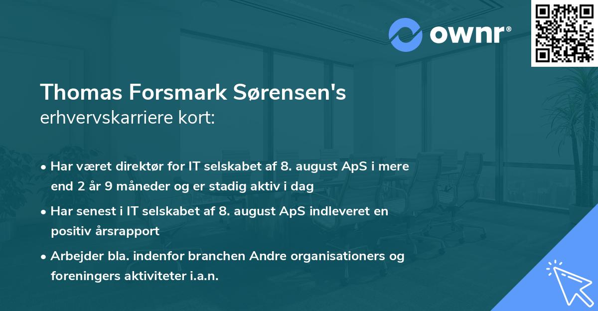 Thomas Forsmark Sørensen's erhvervskarriere kort
