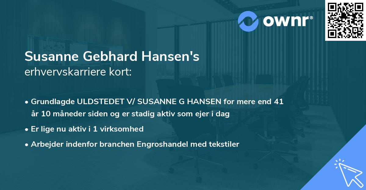 Susanne Gebhard Hansen's erhvervskarriere kort