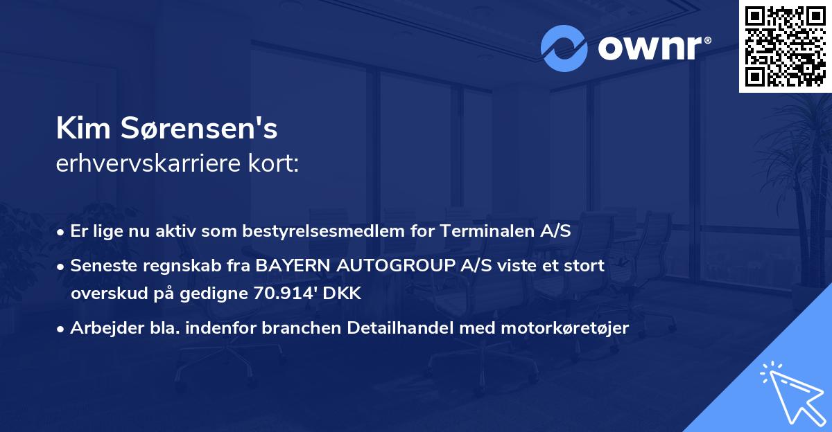 Kim Sørensen's erhvervskarriere kort