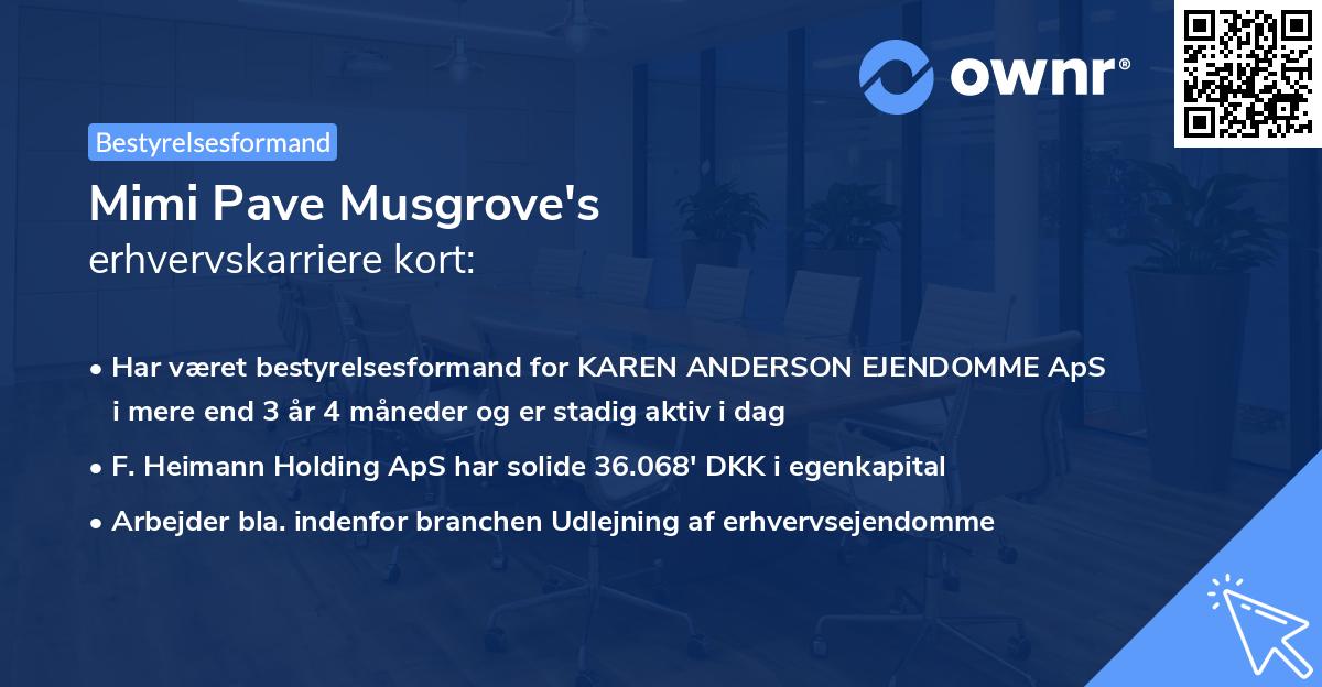 Mimi Pave Musgrove's erhvervskarriere kort