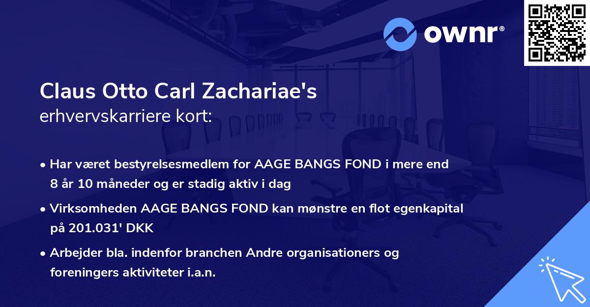 Claus Otto Carl Zachariae's erhvervskarriere kort