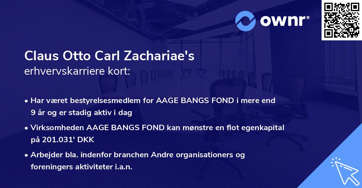 Claus Otto Carl Zachariae's erhvervskarriere kort