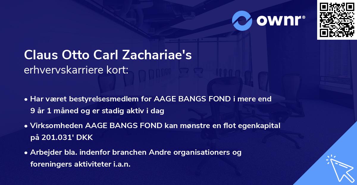 Claus Otto Carl Zachariae's erhvervskarriere kort